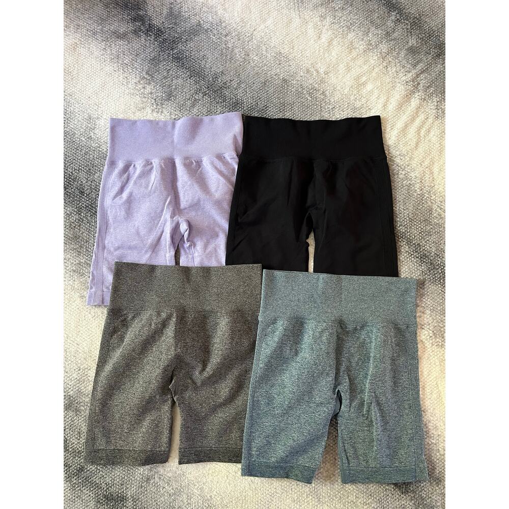Shein 4 pc Solid Color High Waisted Boxer Active Shorts TAGGED Large FIT Medium